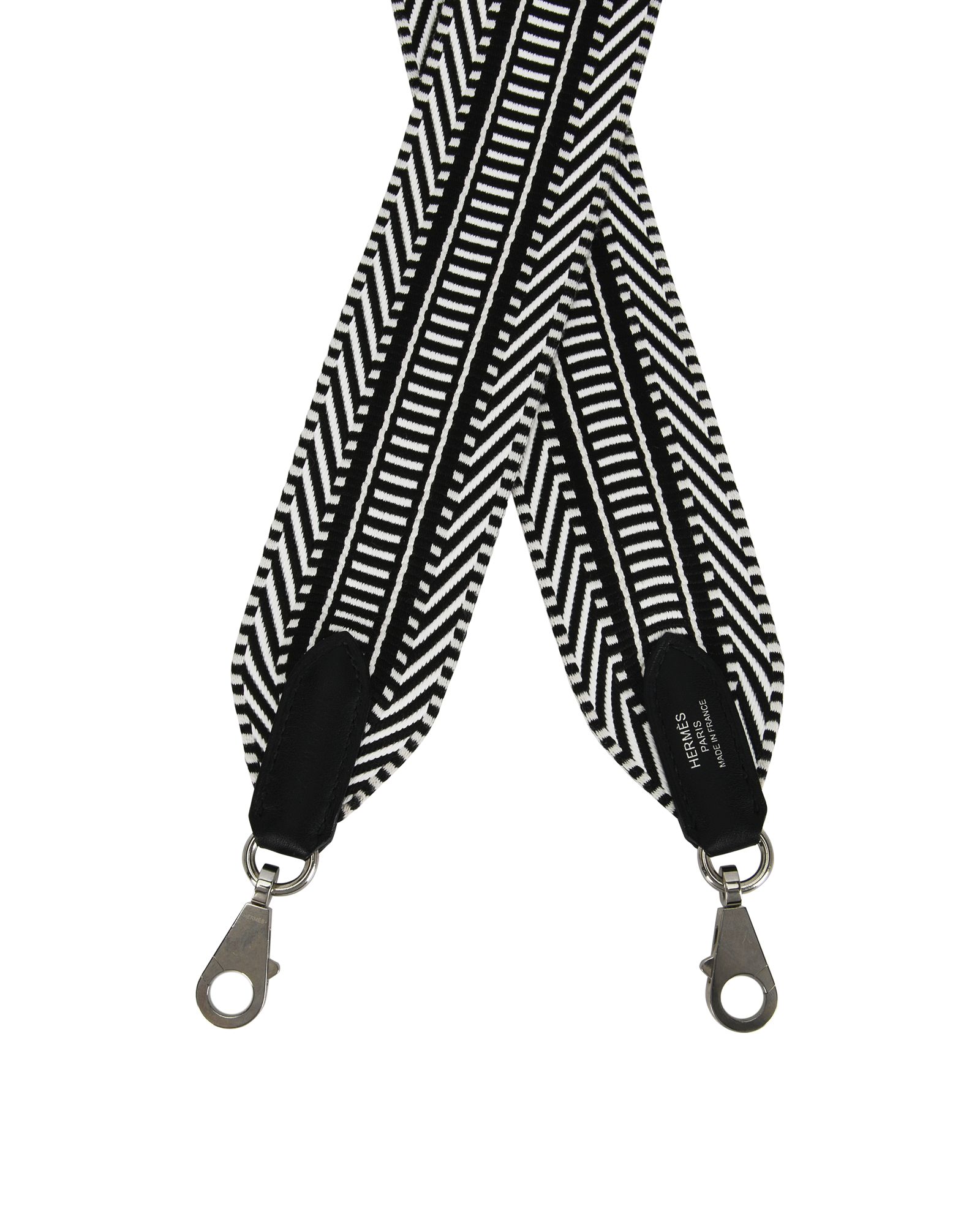 Hermes Sangle Cavale 50MM Bag Strap, &pound;595, Accessories, Black/White, Canvas, Other view